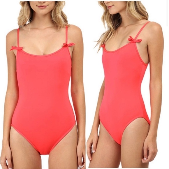 Kate Spade / NWT Georgica geranium maillot One Piece Swimsuit bathing suit Bow S - Picture 1 of 5
